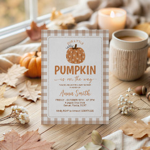 Invitación de Baby Shower de Calabaza con Cuadros
