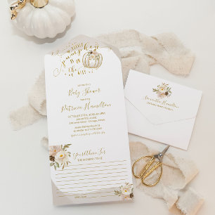 Invitación de Baby Shower de Calabaza con Tarjeta