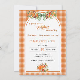 Invitación de Baby Shower de Calabaza de Cuadros N