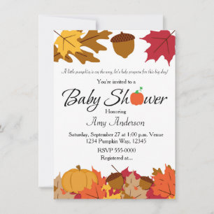 Invitación de Baby Shower de Calabaza de Otoño