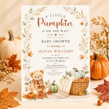 Invitación de Baby Shower de Calabaza de Otoño