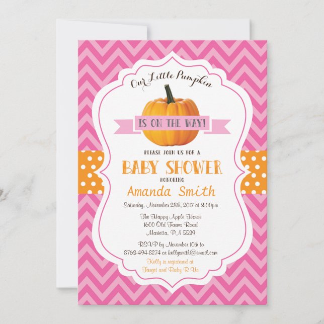 Invitación de Baby Shower de Calabaza de Otoño Che (Anverso)