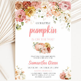 Invitación de Baby Shower de calabaza floral rosa