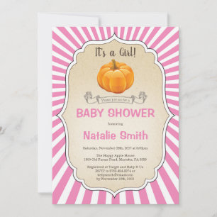 Invitación de Baby Shower de Calabaza Otoño Niña