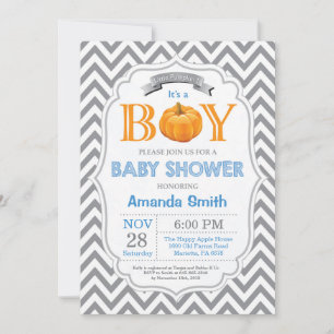 Invitación de Baby Shower de Calabaza Otoño Niño