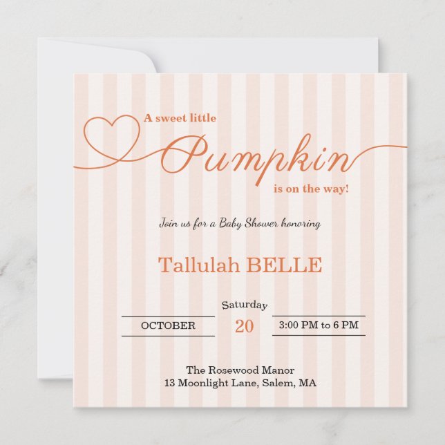 Invitación de Baby Shower de calabaza pequeña - Bo (Anverso)