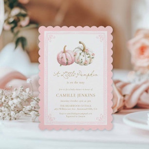 Invitación de Baby Shower de Calabaza Rosa de Otoñ
