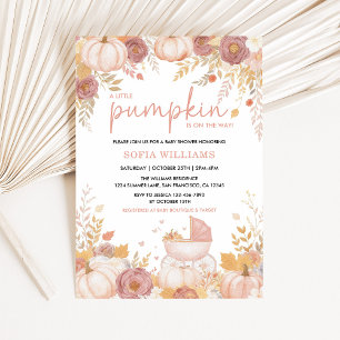 Invitación de Baby Shower de Calabaza Rosa para Ni