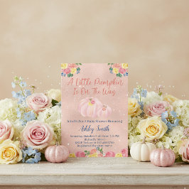 Invitación de Baby Shower de calabaza rosa pequeña