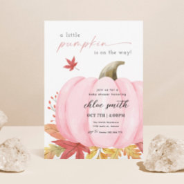Invitación de Baby Shower de calabaza rosa pequeña