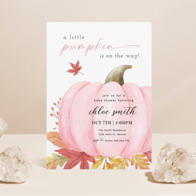 Invitación de Baby Shower de calabaza rosa pequeña (Subido por el creador)