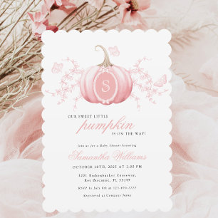 Invitación de Baby Shower de calabaza rosa pequeña