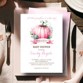 Invitación de Baby Shower de calabaza rosa - Tema