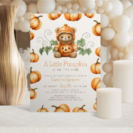 Invitación de Baby Shower de calabaza Teddy Bear
