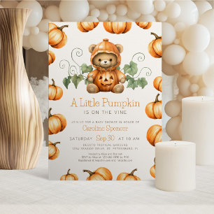 Invitación de Baby Shower de calabaza Teddy Bear