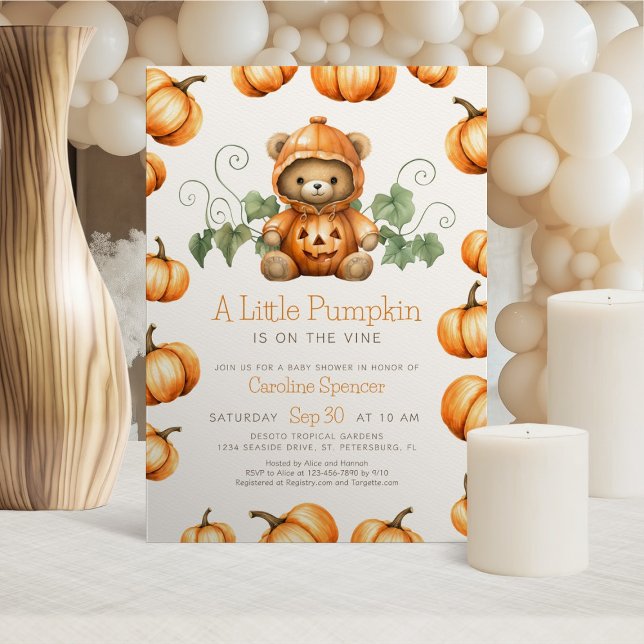 Invitación de Baby Shower de calabaza Teddy Bear (Subido por el creador)