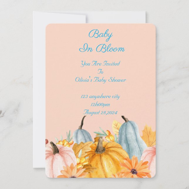 invitación de baby shower de calabazas (Anverso)