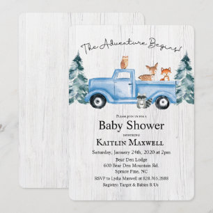 Invitación de Baby Shower de Camión de Animales de