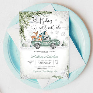 Invitación de Baby Shower de Camión de Bosque Inve