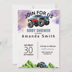 Invitación de Baby Shower de Camión Monstruo Acuar