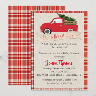 Invitación de Baby Shower de Camión Rojo