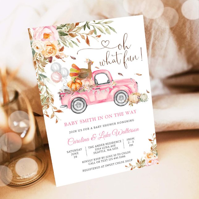 Invitación de baby shower de camión rosa (Subido por el creador)