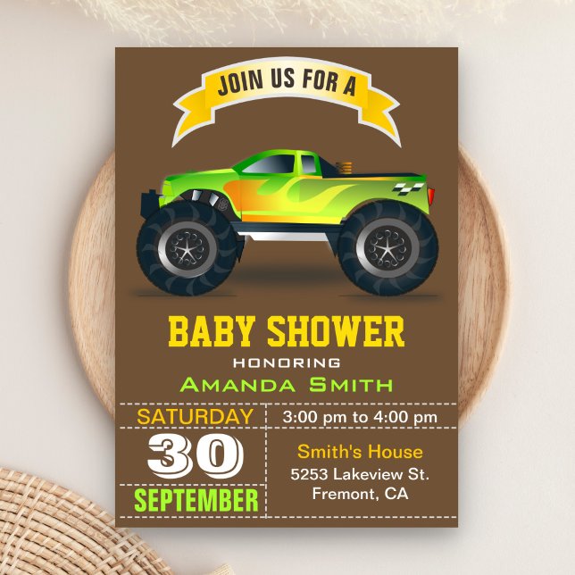 Invitación de Baby Shower de Camión Verde (Subido por el creador)