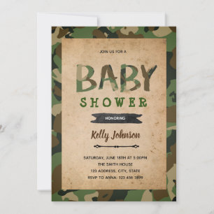 invitación de baby shower de camuflaje del ejércit
