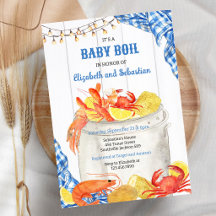 Invitación de baby shower de cangrejos de río herv