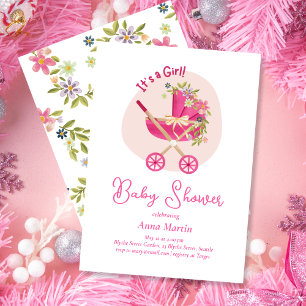 Invitación de Baby Shower de Carruaje Florido