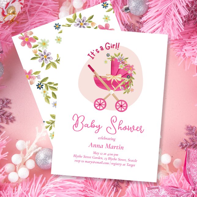Invitación de Baby Shower de Carruaje Florido (Subido por el creador)