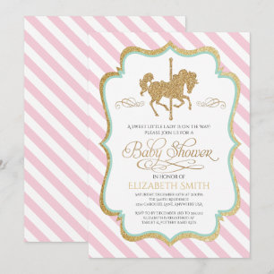Invitación de baby shower de carrusel