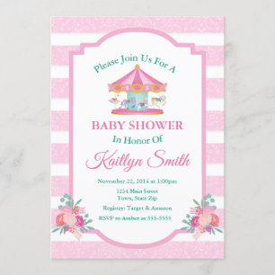 Invitación de Baby Shower de carrusel Merry Go Rou