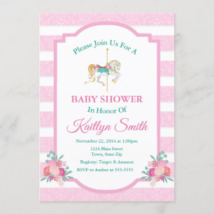 Invitación de Baby Shower de carrusel Merry Go Rou