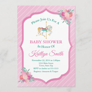 Invitación de Baby Shower de carrusel Merry Go Rou