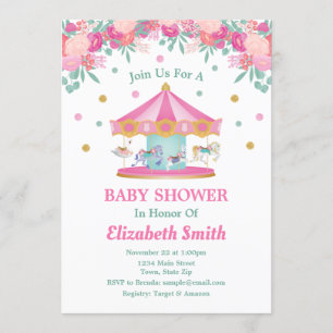 Invitación de Baby Shower de carrusel Merry Go Rou