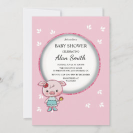 Invitación de Baby Shower de Cerdo Rosa Lindo