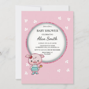 Invitación de Baby Shower de Cerdo Rosa Lindo