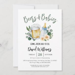 Invitación de Baby Shower de cerveza y bebés con v