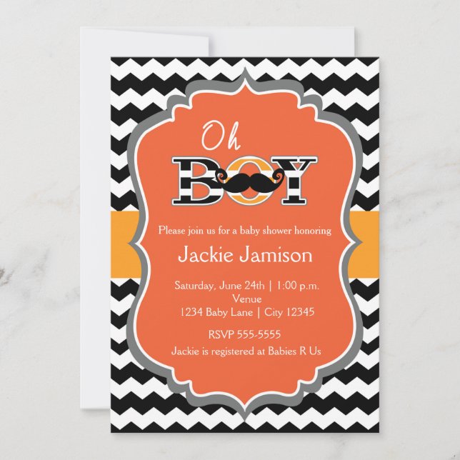 Invitación de Baby Shower de Chevron de Halloween  (Anverso)