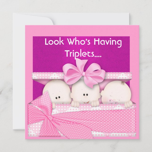 INVITACIÓN DE BABY SHOWER DE CHICAS TRIPLETS (Anverso)