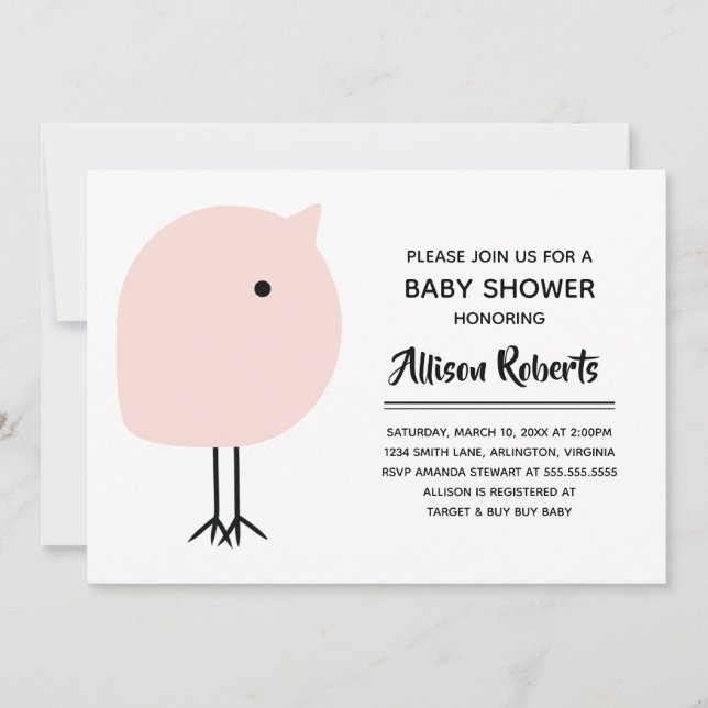 Invitación de Baby Shower de Chick moderno de medi (Anverso)
