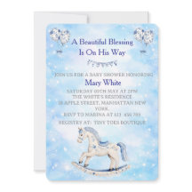 Invitación de baby shower de Chinoiserie Azul