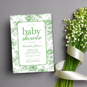 Invitación de Baby Shower de Chinoiserie Verde Ele