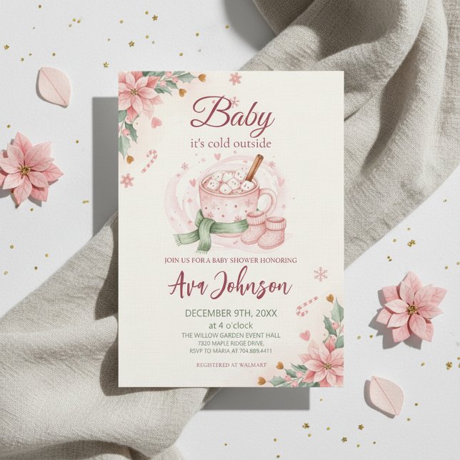 Invitación de Baby Shower de Chocolate Caliente de ("Winter Baby Shower"
"Hot Cocoa Invitation"
"Baby Its Cold Outside")
