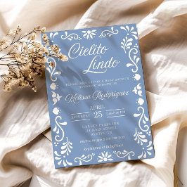 Invitación de Baby Shower de Cielito Lindo, azul t
