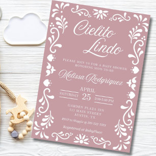 Invitación de Baby Shower de Cielito Lindo, rosa p