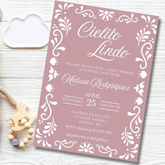Invitación de Baby Shower de Cielito Lindo, rosa p