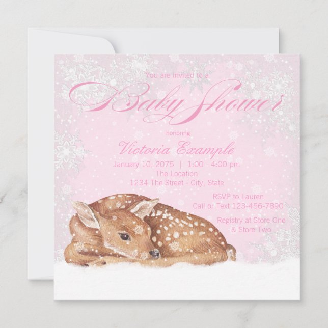 Invitación de Baby Shower de ciervo cervatillo en  (Anverso)