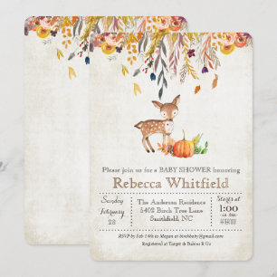 Invitación de Baby Shower de ciervo de otoño con h